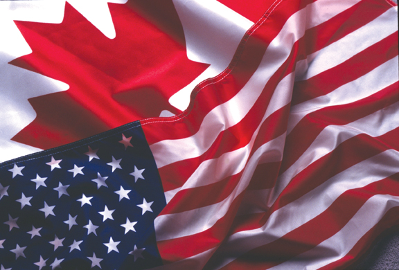 US-Canada flags together